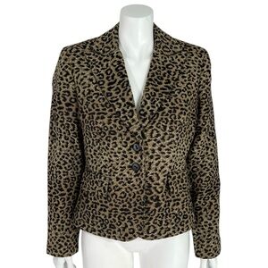 Allen by Allen Schwartz Leopard Animal Print Tweed Jacket Blazer